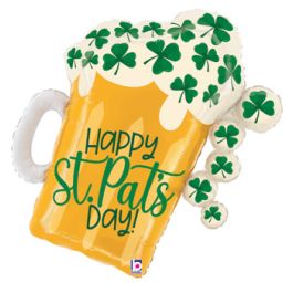 St. Patrick's Day Beer Foil Balloon 27 Inch - Shamrock Celebration - Image 1