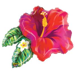Tropical Flower Foil Balloon 30 Inch - Large Shaped Decoration - Image 1