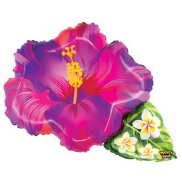 Tropical Flower Purple Foil Balloon 31 Inch - Image 1