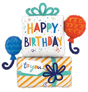 Happy Birthday Gift Balloon 35" - Party Supplies - Image 1