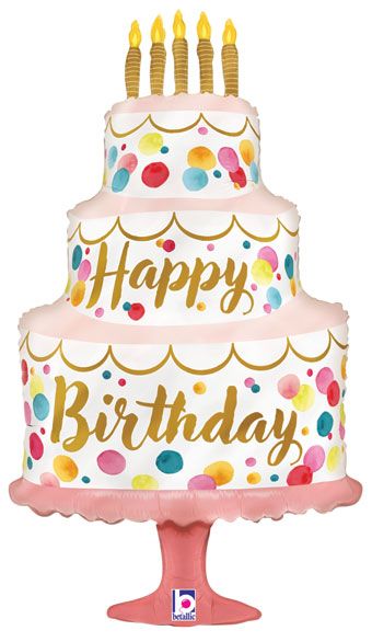 Happy Birthday Cake Balloon 33 Inch Foil - Image 1