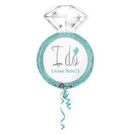 I Do Wedding Ring Blue Foil Balloon 27 Inch - Image 1