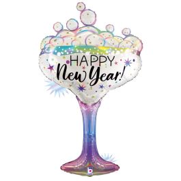 New Year Champagne Glass Foil Balloon 37 Inch - Image 1
