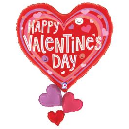 Heart Foil Balloon 28 Inch - Happy Valentine's Day - Image 1
