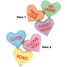 Conversation Heart Message Balloons - Love & Romance Foil Hearts - Image 1