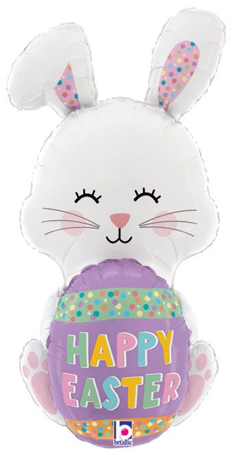 Happy Easter Bunny Foil Balloon 36 Inch Large Shape - Image 1