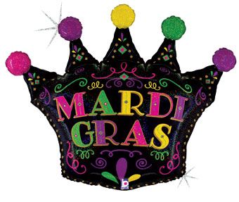 Mardi Gras Filigree Crown Foil Balloon - 30 Inch Large Shape - Image 1