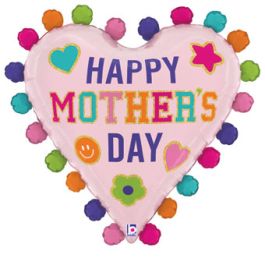 Happy Mother's Day Heart Foil Balloon 27 Inch - Image 1