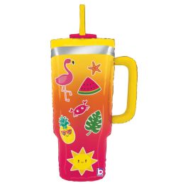 Summer Tumbler Foil Balloon 34 Inch - Tropical Party Decor - Image 1