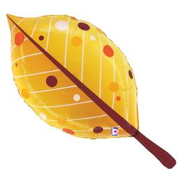 Fall Yellow Leaf Foil Balloon - Large Shape Decor - Image 1