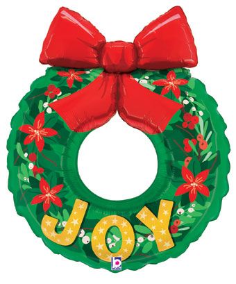 Joy Wreath Balloon 36" - Christmas Party - Image 1
