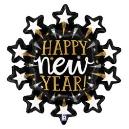 New Year Starburst Foil Balloon 30 Inch - Image 1