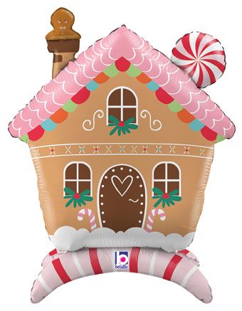 Gingerbread House Balloon 30" - Holiday Party Decoration - Image 1