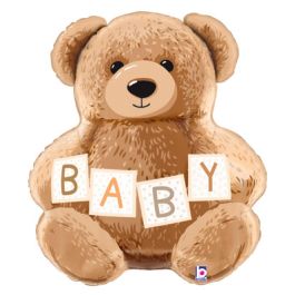 Teddy Bear Foil Balloon Large Shape Baby Decoration 26 Inch - Image 1