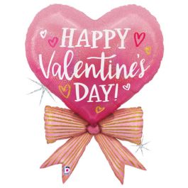 Pink Heart Foil Balloon 34 Inch - Valentine's Day - Image 1