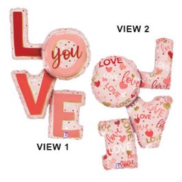 Love You Letter Balloon Pink Blush Large Shape Foil - Image 1