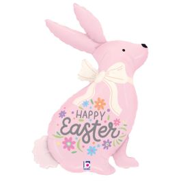 Pastel Pink Bunny Foil Balloon 32 Inch - Happy Easter Decor - Image 1