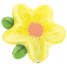 Yellow Watercolor Flower Foil Balloon 30 Inch - Image 1