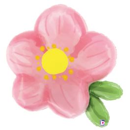 Pink Watercolor Flower Balloon 30 Inch Foil - Single Unit Decor - Image 1