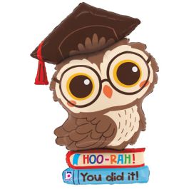 Graduation Owl Foil Balloon 32 Inch - Hoo Rah! You Did It - Image 1
