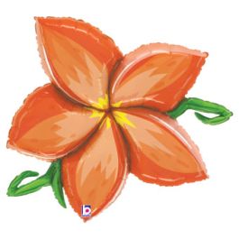 Orange Plumeria Foil Balloon 39 Inch Large Shape - Image 1
