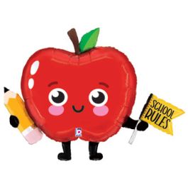 Red Apple School Rules Foil Balloon 31 Inch - Image 1