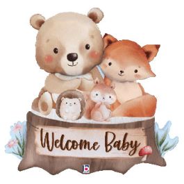 Woodland Welcome Baby Foil Balloon 34 Inch - New Arrival Decor - Image 1