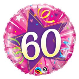 Hot Pink 60th Birthday Foil Balloon 18 Inch - Image 1