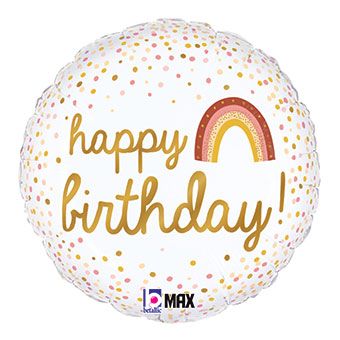 Boho Rainbow Birthday Balloons - 5-Pack - Image 1