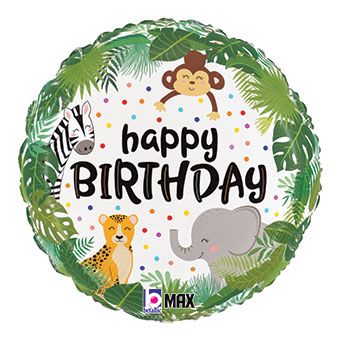 Jungle Animal Birthday Balloons - 5-Pack - Image 1