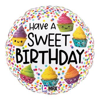 Sweet Birthday Cupcake Balloons - 5-Pack - Image 1
