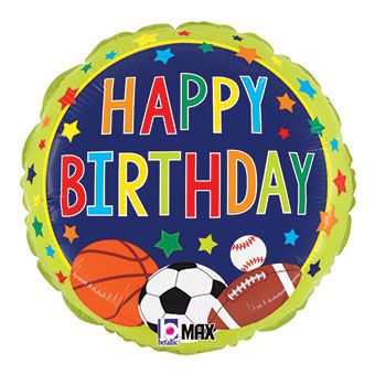 Multi-Sports Birthday Balloons - 5-Pack - Image 1