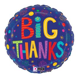 Blue Big Thanks Foil Balloon 18 Inch Round - Image 1