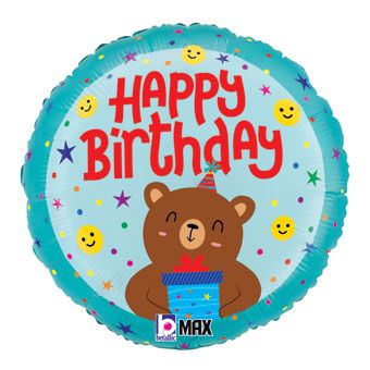 Smiley Bear Balloon - 5-Pack Birthday Party - Image 1