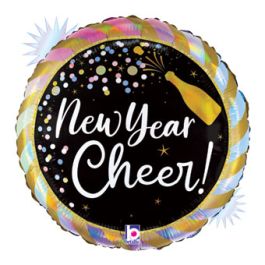 New Year Cheer Opal Foil Balloon 18 Inch Round - Image 1