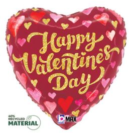 Heart Shape Foil Balloon 18 Inch - Happy Valentine's Day - Image 1