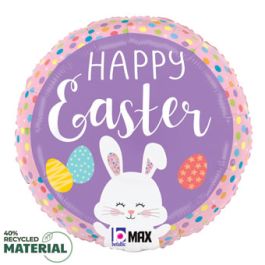 Easter Bunny Dots Foil Balloon 18 Inch - Happy Easter Decor - Image 1