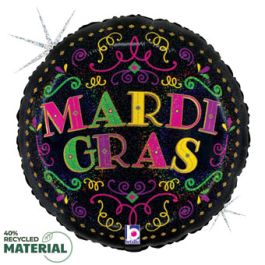 Mardi Gras Filigree Foil Balloon 18 Inch Round Decoration - Image 1