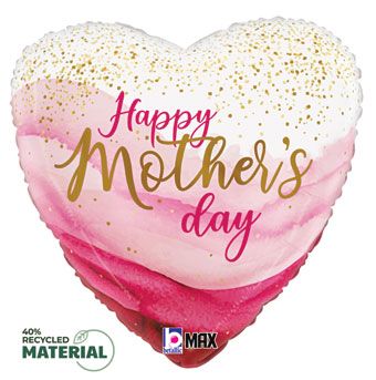 Pink Heart Foil Balloon 18 Inch - Happy Mother's Day - Image 1
