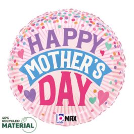 Mother's Day Foil Balloon 18 Inch Heart Pattern - Image 1