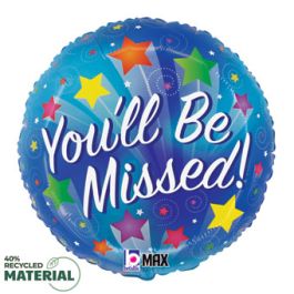 Blue You'll Be Missed! Stars Foil Balloon 18 Inch - Image 1