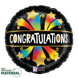 Congratulations Foil Balloon 18 Inch - Starburst Stars - Image 1