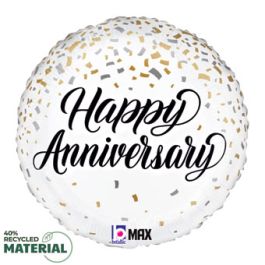Anniversary Metallic Confetti Balloon 18 Inch Foil - Image 1