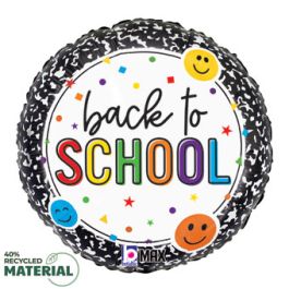 Back to School Smiley Foil Balloon 18 Inch Round - Image 1