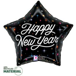 Happy New Year Star Balloon 19 Inch - 5-Pack - Image 1