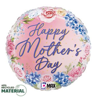 Mother's Day Foil Balloon 18 Inch Hydrangea Design - Image 1