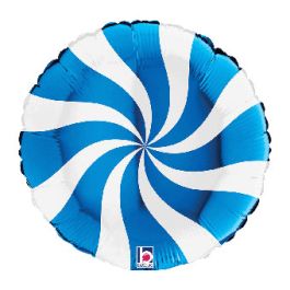 Candy Swirly White & Blue Foil Balloon 18 Inch - Image 1