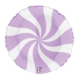 Candy Swirly White & Matte Lilac Foil Balloon 18 Inch - Image 1
