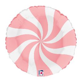 Candy Swirl Balloon 18 Inch White & Matte Pink Foil - Image 1