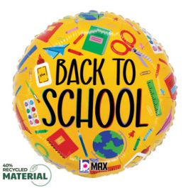Back to School Foil Balloon 18 Inch - Supplies Theme - Image 1